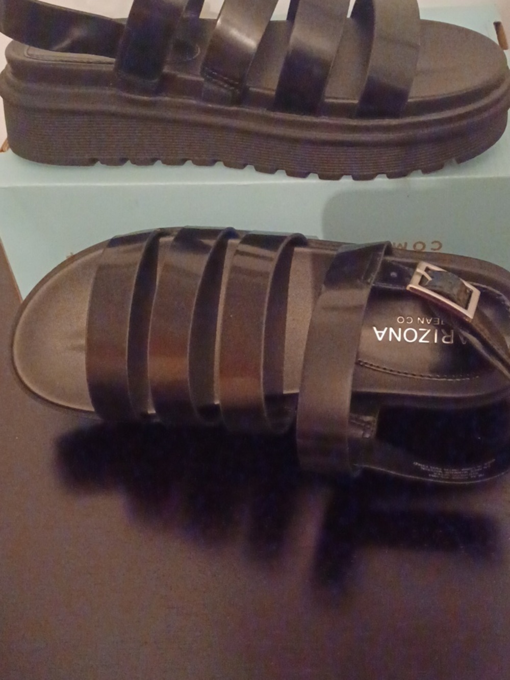 Black Strappy Platform Sandals Sz 7